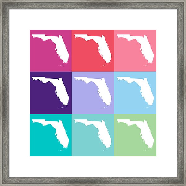 600x600 Vector Florida, Usa Map In Cool Colors Framed Print