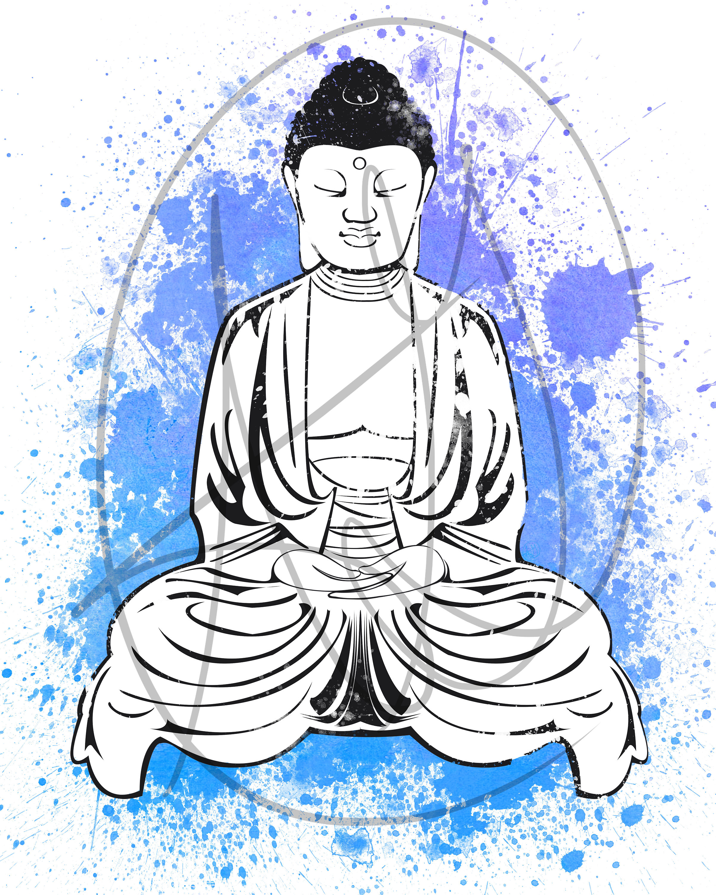 2400x3000 Buddha Digital Painting Cool Colors Etsy