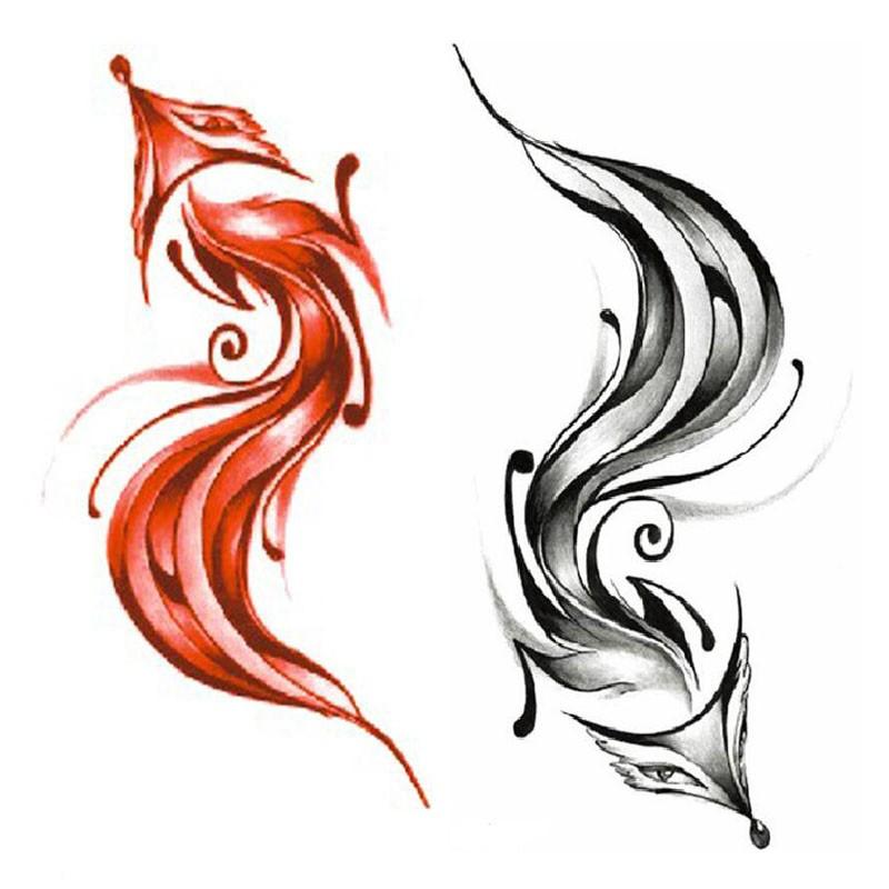 800x800 wholesale wine red black fox temporary tattoo waterproof