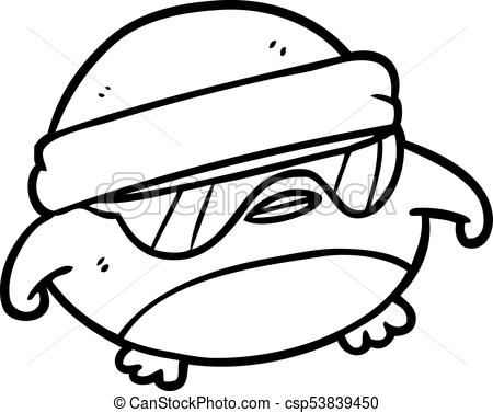 450x377 Cool Christmas Robin Line Drawing Of A With Sunglasses
