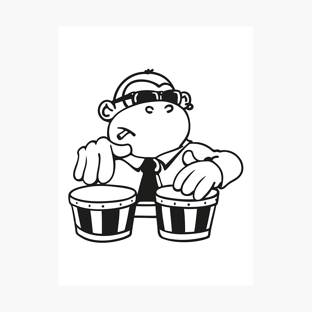 1000x1000 The Cool Monkey Plays The Bongos Photographic Print