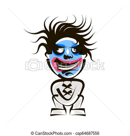 450x470 Cool Cartoon Black Monster Face Halloween Vector Illustration