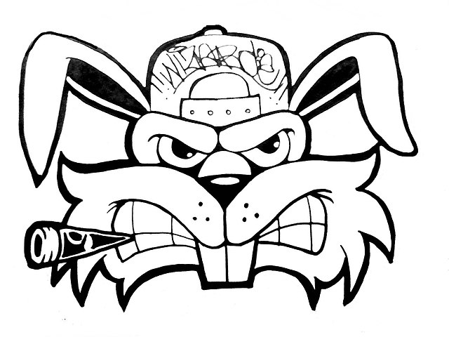 640x480 Filemonster Rabbit Graffiti How To Draw A Crazy Rabbit Graffiti