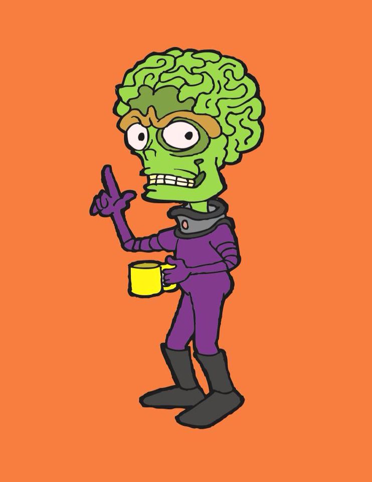 742x960 mars attacks, monster drawing, arthur king, mutant monsters are