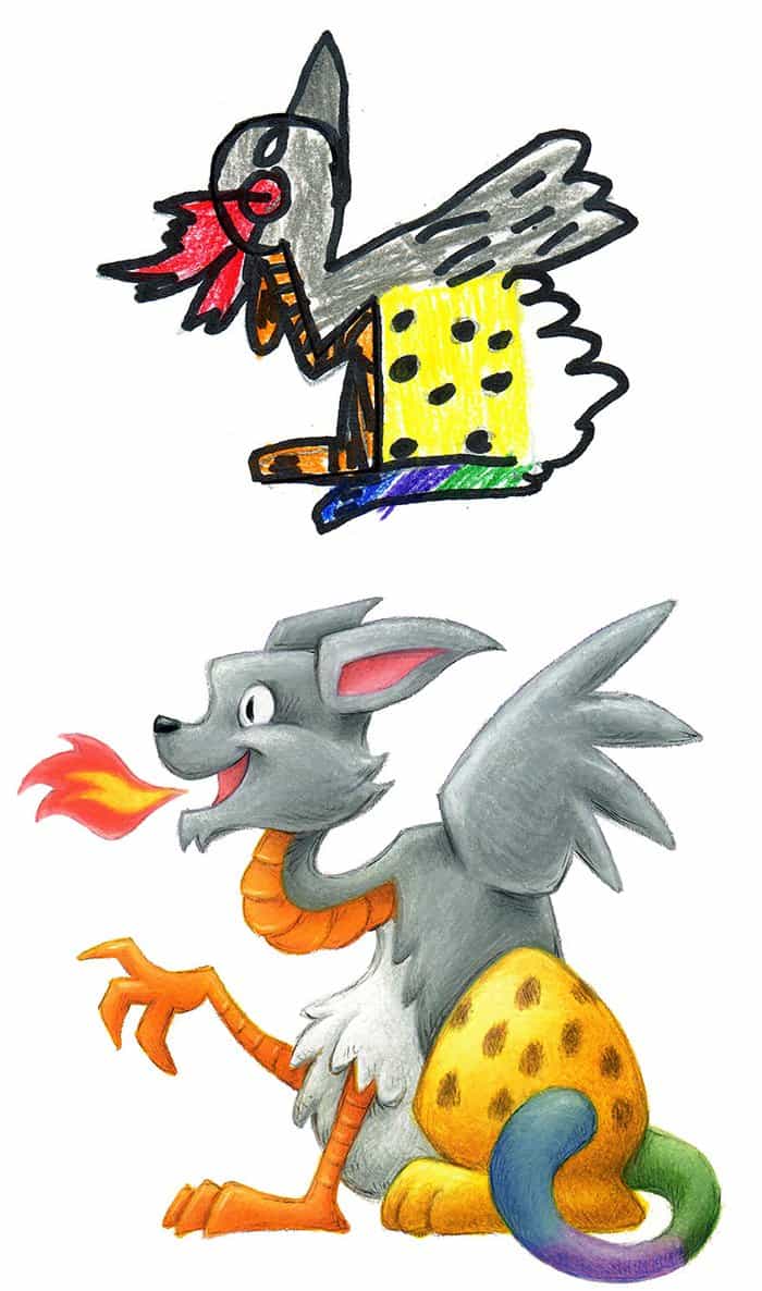 700x1186 This Artist Transforms Kid's Drawings Into Awesome Monsters