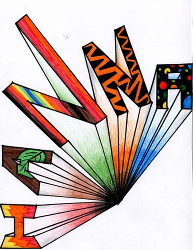 386x500 Cool Letters Art, Name Art, Art Projects