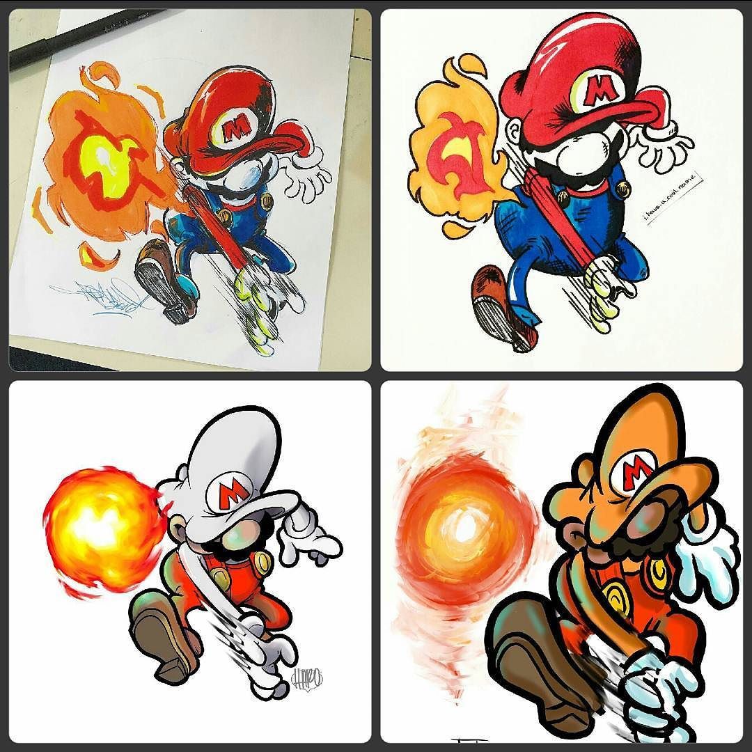 1080x1080 A Gang Of Super Mario Drawings! Clockwise From The Top Left These