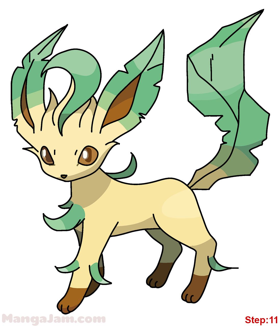 1099x1280 how to draw leafeon from pokemon step pokemon pokemon