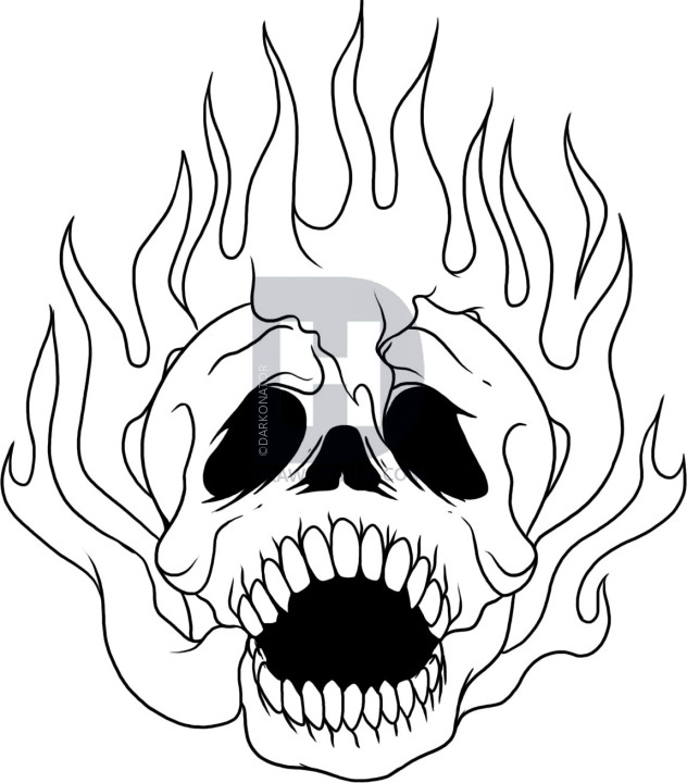 632x720 How To Draw A Skull On Fire, Step