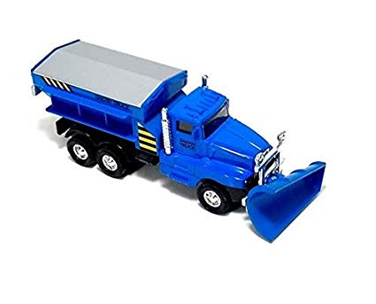 425x343 Cool Blue Diecast Snow Plow Salt Truck With Pull