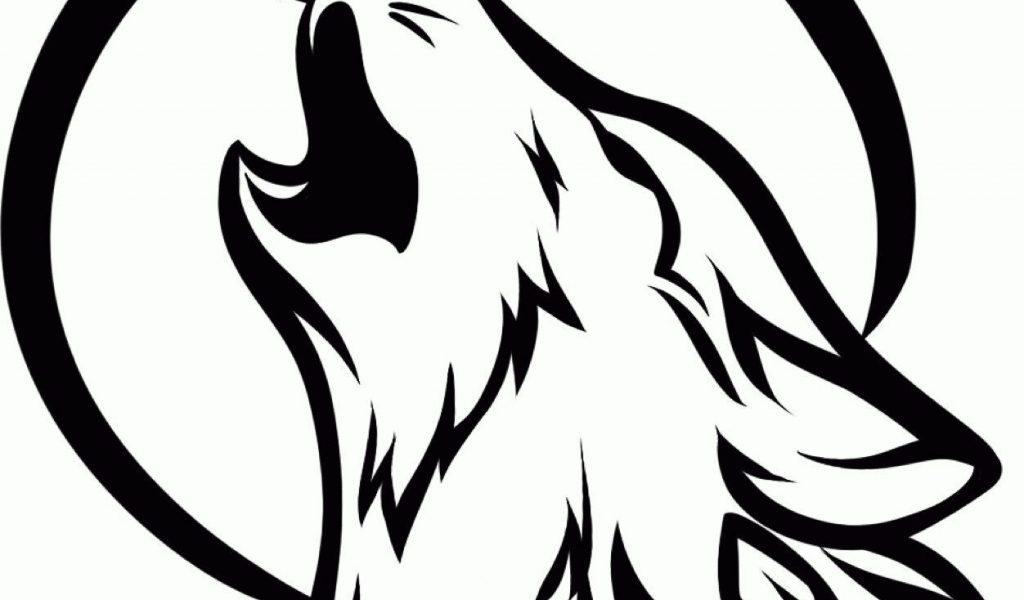 1024x600 Awesome Simple Howling Wolf Drawing Simple Wolf Tattoo Art