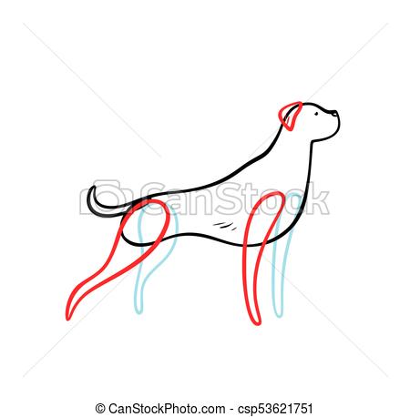 450x458 Vector Sketch Of Staying Hunting Dog, Isolated On White Background