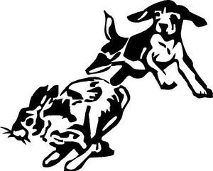 300x241 Beagle Chasing Rabbit Decal Dogs Hunting Decal, Hunting