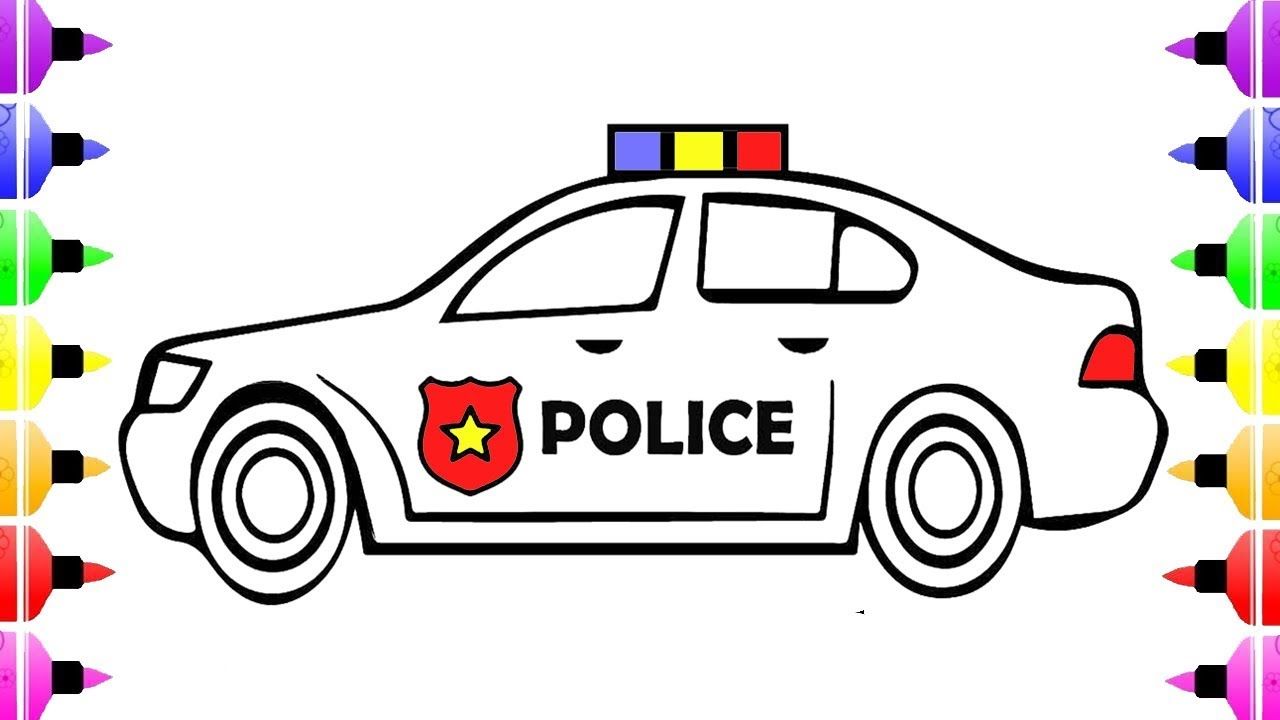 1280x720 How To Draw Police Car Coloring Pages For Kids And Drawing