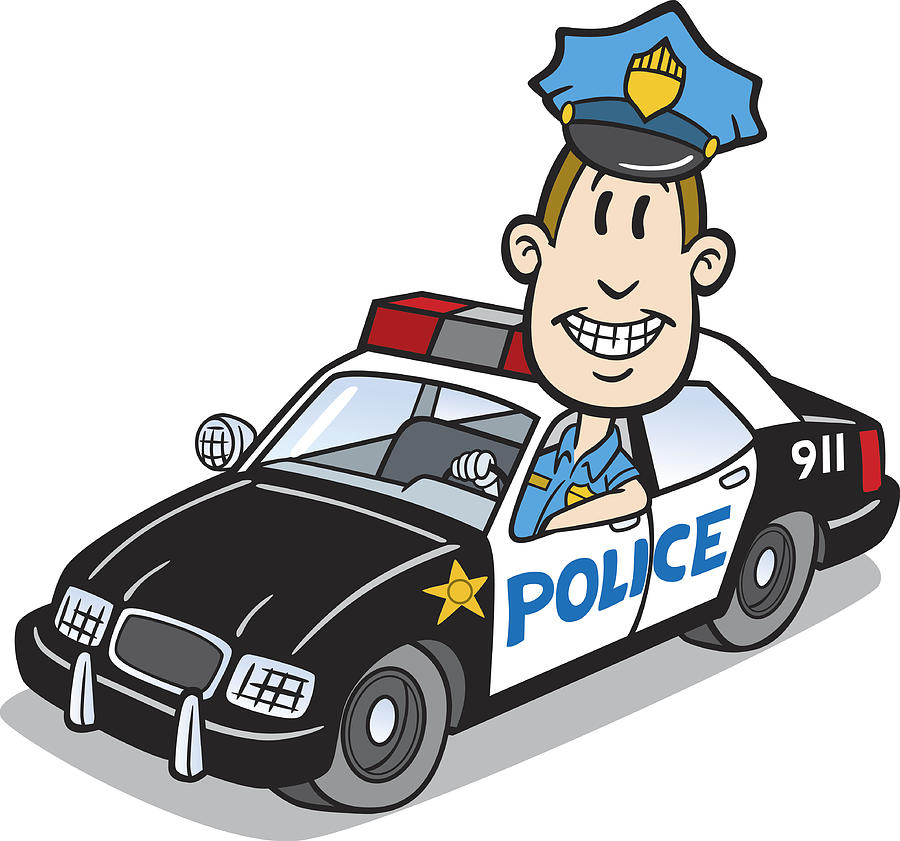 900x841 Cartoon Cop In Police Car