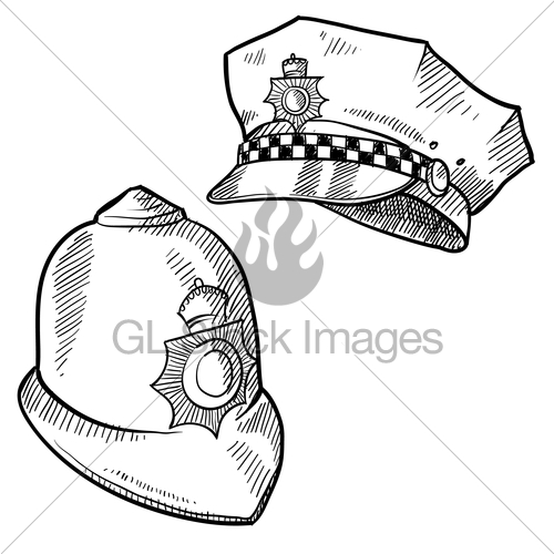 500x500 Police Hat And English Bobby Hat Sketch Gl Stock Images