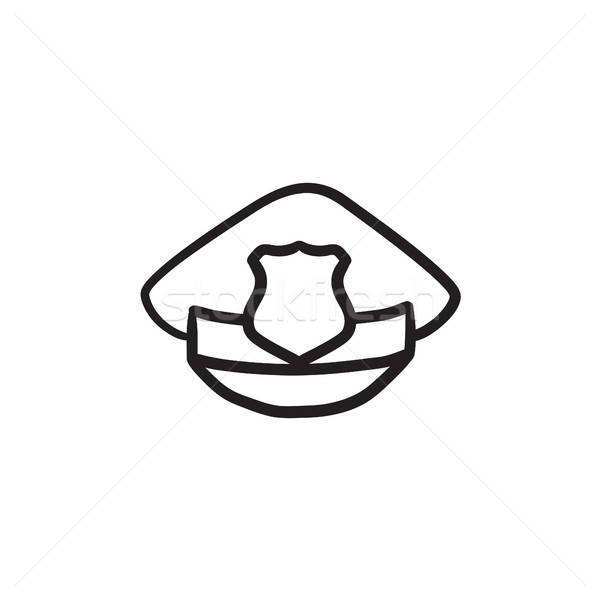 600x600 policeman hat with badge sketch icon vector illustration andrei