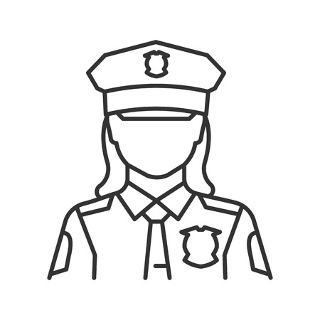 450x450 Policewoman Linear Icon Police Officer Thin Line Illustration