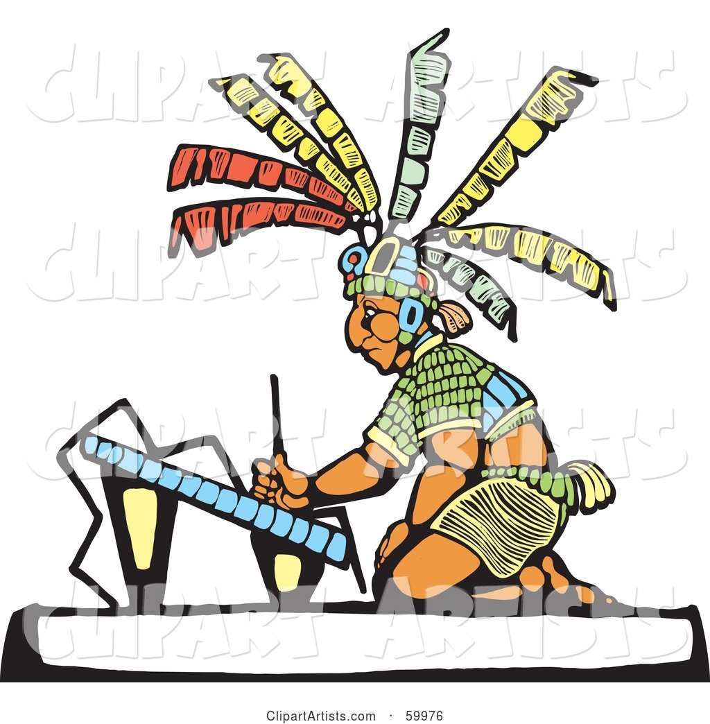 1024x1044 mayan artist creating architectual drawings clipart
