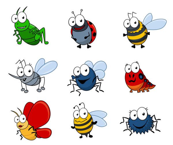 600x504 Funny Cartoon Insects Vector Set Kathy Cartoon, Cartoon