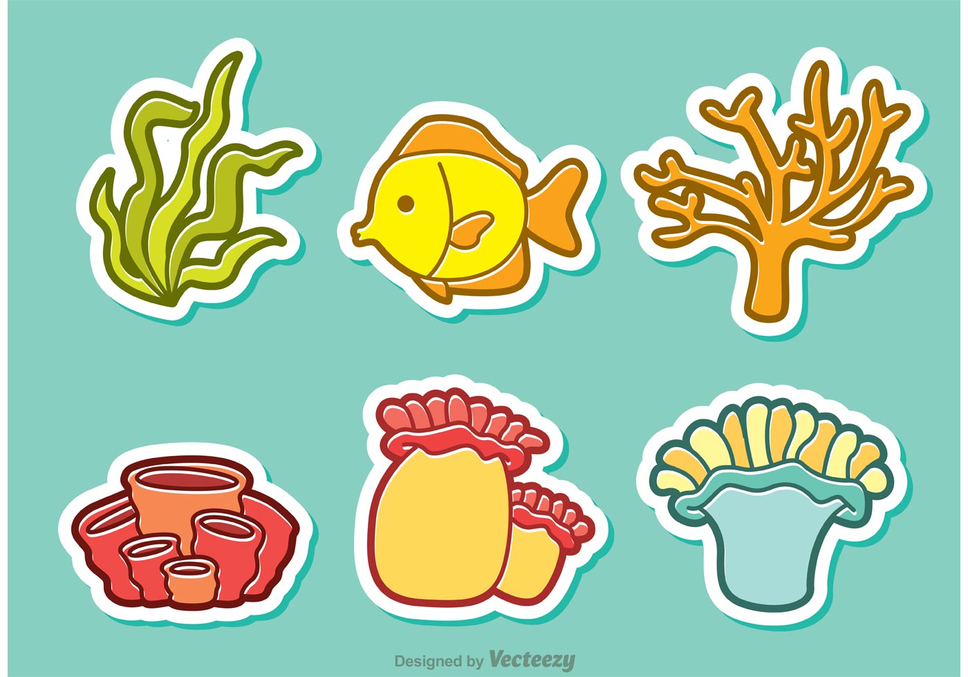 1400x980 Cartoon Coral Reef And Fish Vector