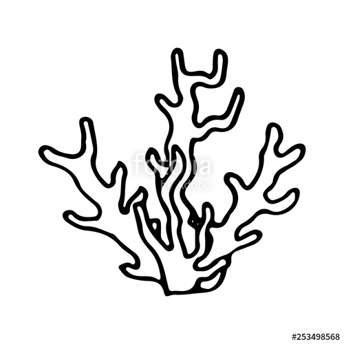 500x500 Hand Drawn Coral Doodle Sketch Style Icon Marine Underwater