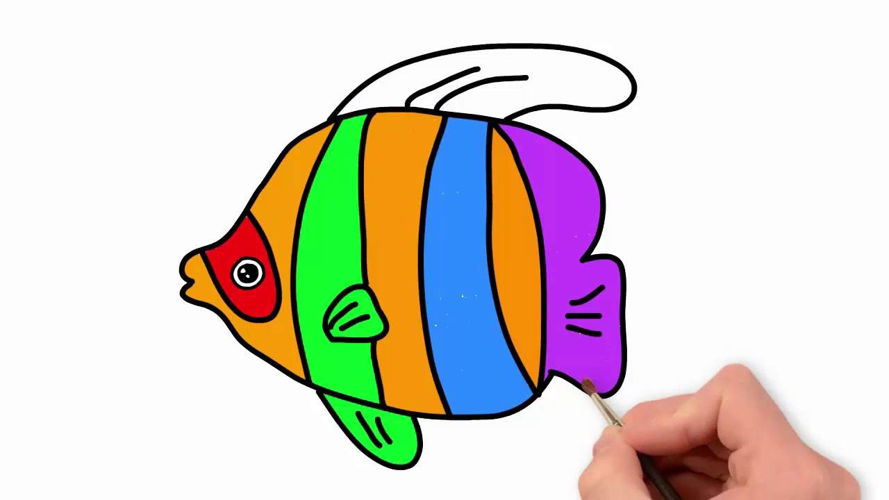 1280x720 Draw Color Paint Cute Rainbow Fish Coloring Pages And Learn Colors