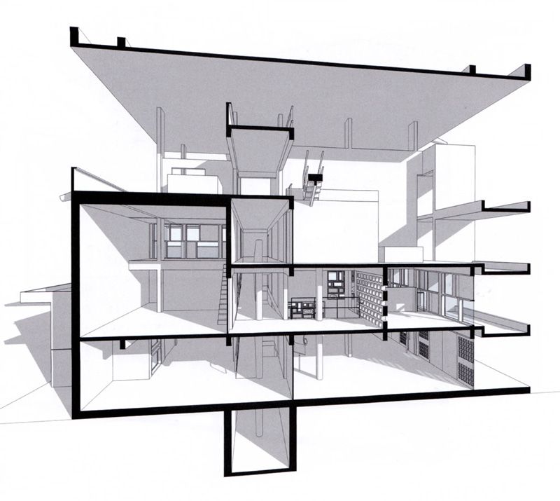 800x715 le korbiuze le corbusier villa shodhan, akhmedabad, indiia