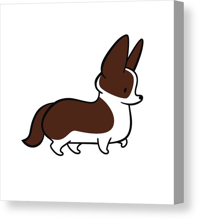 678x750 cute cartoon drawing of welsh corgi canvas print canvas art