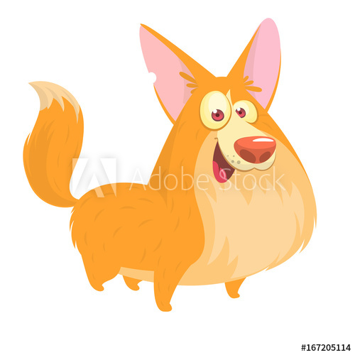 500x500 cute cartoon vector drawing of dog head of welsh corgi breed
