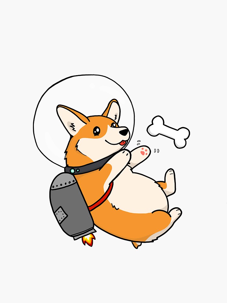 750x1000 Chubby Space Jetpack Corgi Sticker