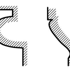 300x300 comparison of the moulds drawing a greek echine, b roman