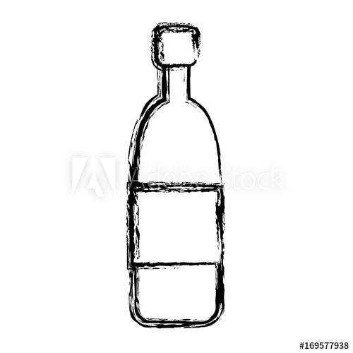 500x500 Wine Glass Bottle Drink Alcohol Cork Sketch Vector Illustration