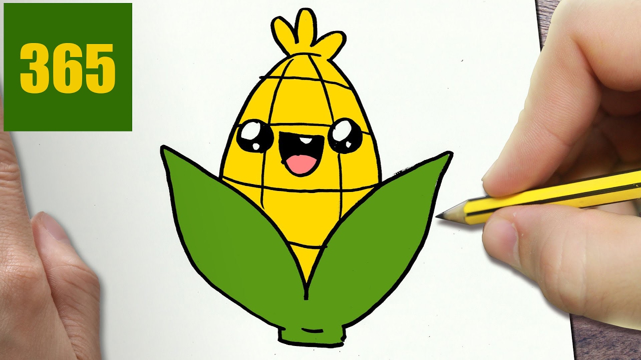 1280x720 How To Draw A Corn Cute, Easy Step