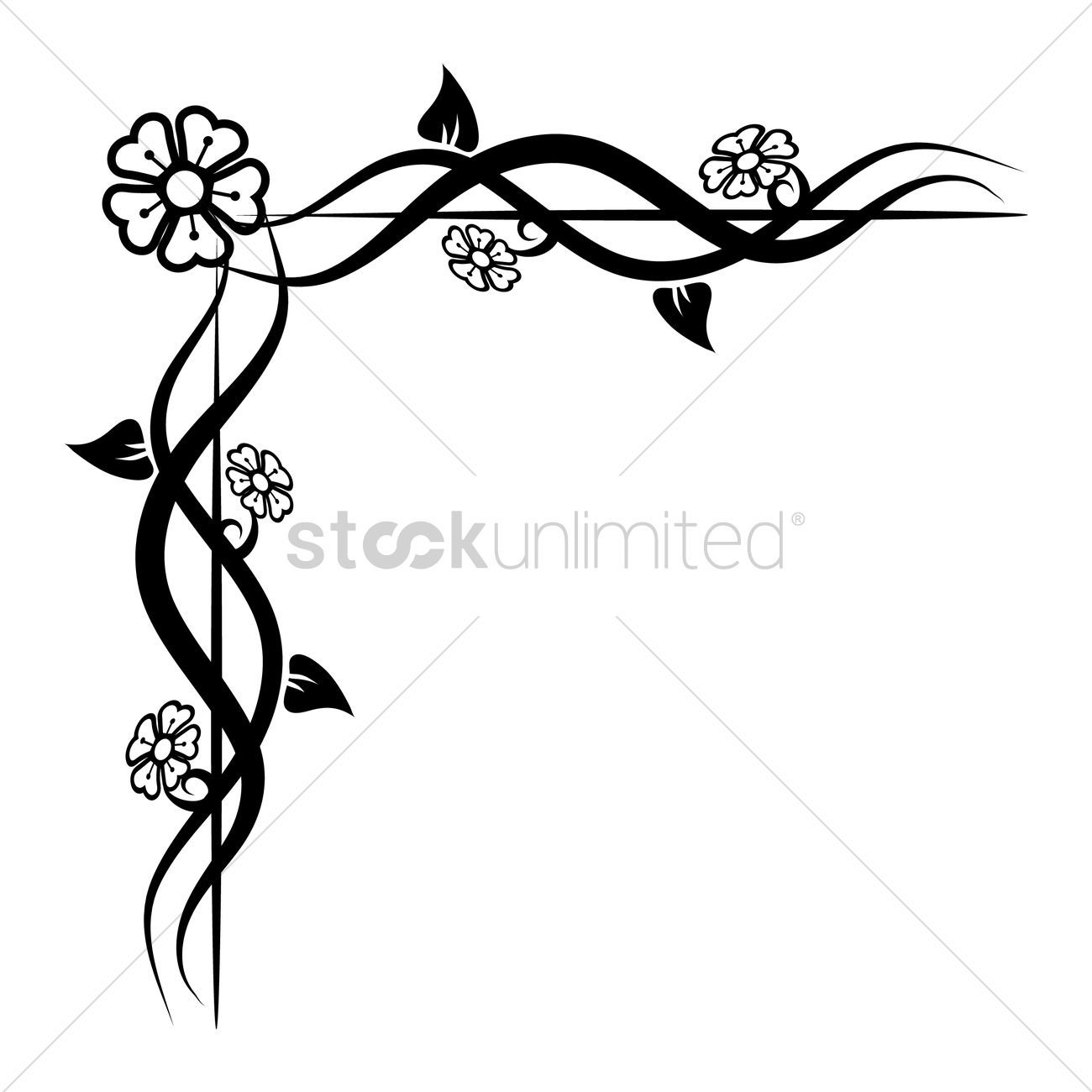 1300x1300 Flower Corner Designs Black And White