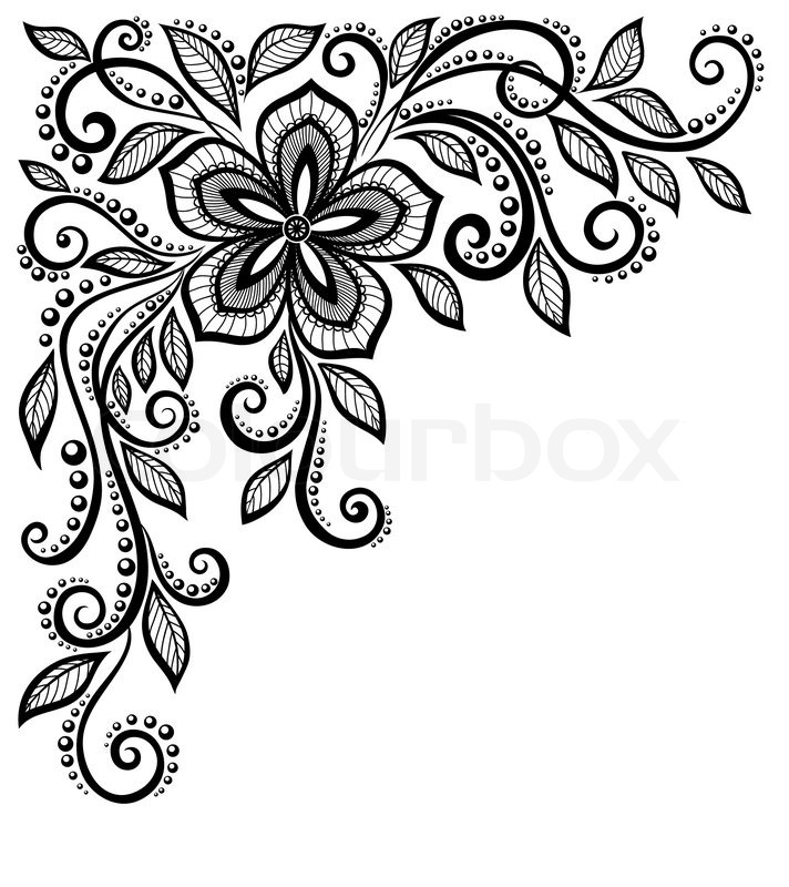 712x800 Beautiful Black And White Lace Flower Stock Vector Colourbox
