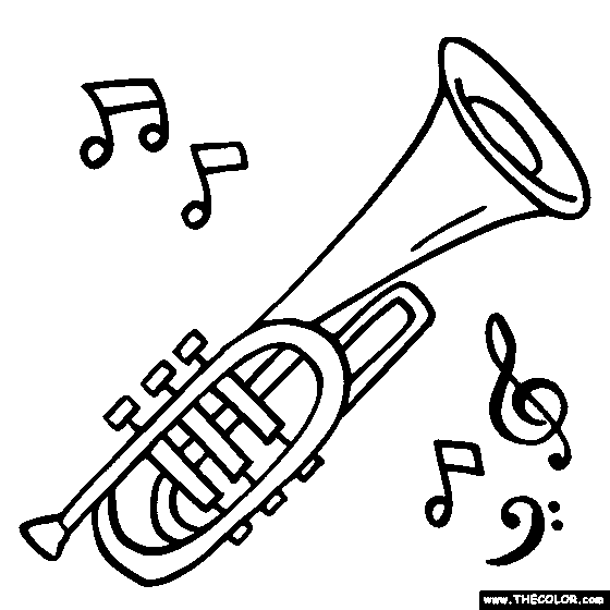 560x560 Cornet Brass Musical Instrument Coloring Page