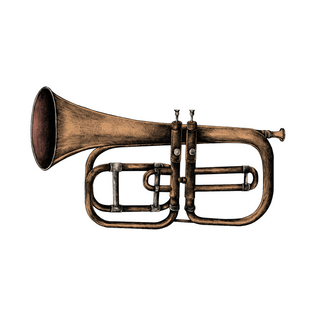 626x626 Free Download Hand Drawn Trumpet Isolated On White Background
