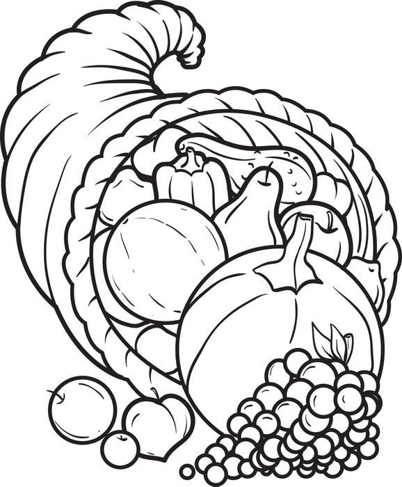 578x700 Free Printable Cornucopia Coloring