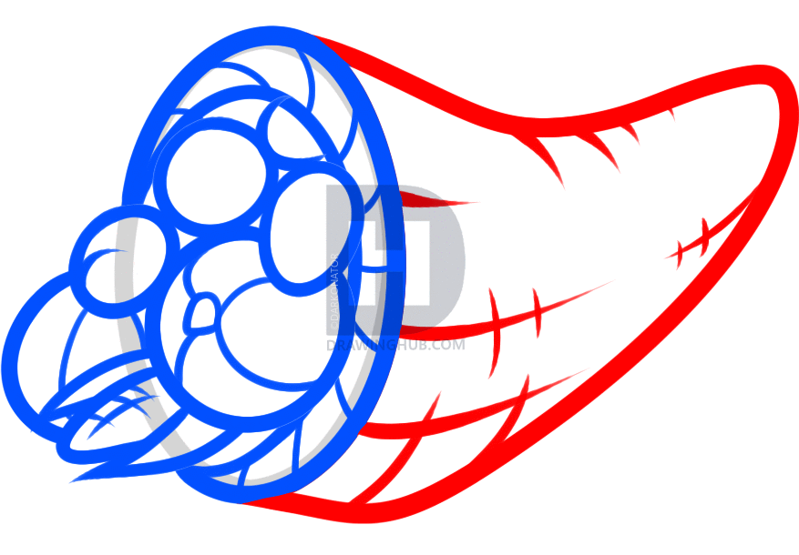 877x610 How To Draw A Cornucopia For Kids, Step