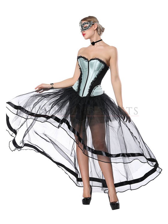 560x746 fashion light green victorian satin plastic boned overbust corset