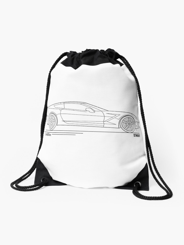 750x1000 Corvette Stingray Outline For Corvette Fan Drawstring Bag