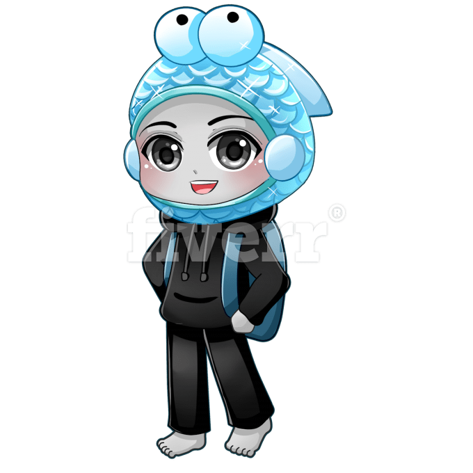 680x680 Draw You With Cute Monster Costume Chibi Style