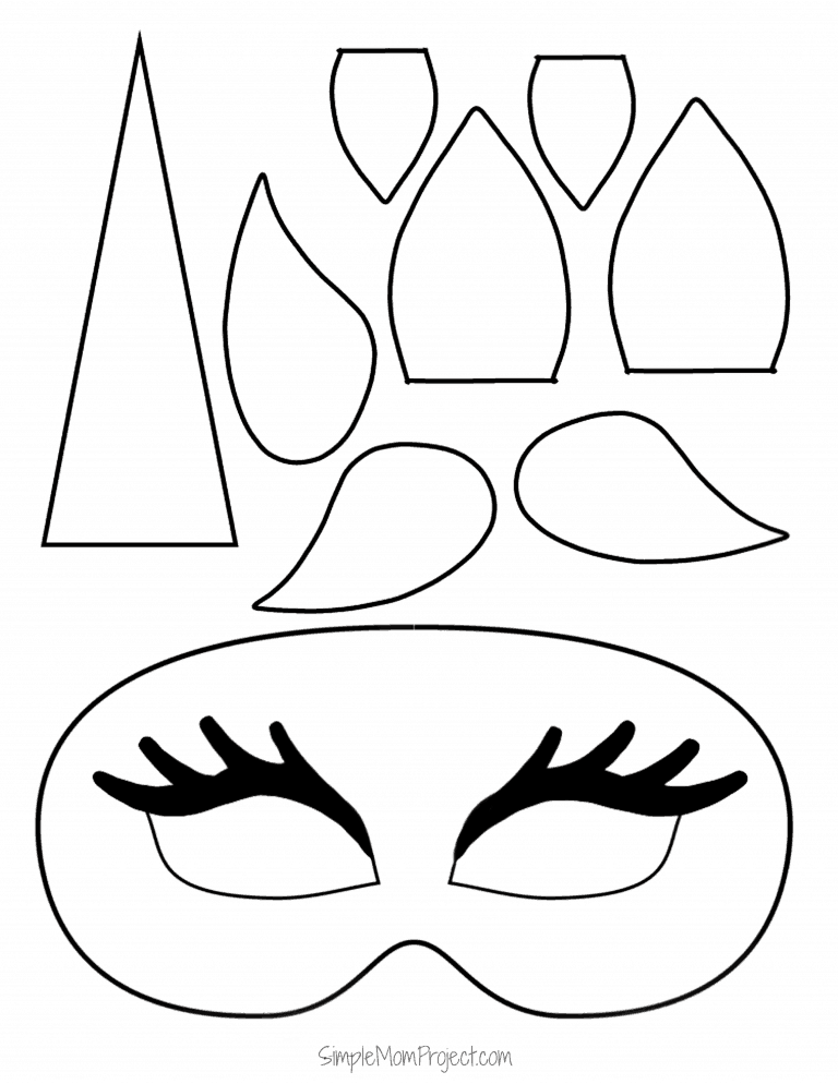 768x994 Unicorn Face Masks With Free Printable Templates
