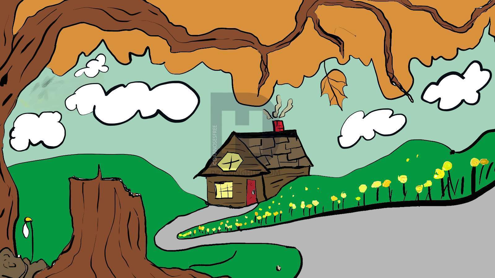 1600x900 Cottage Drawing