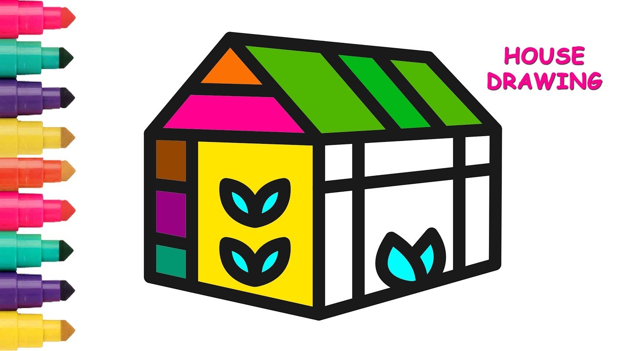 1280x720 How To Draw A House For Kids Cottage House Easy Draw Coloring