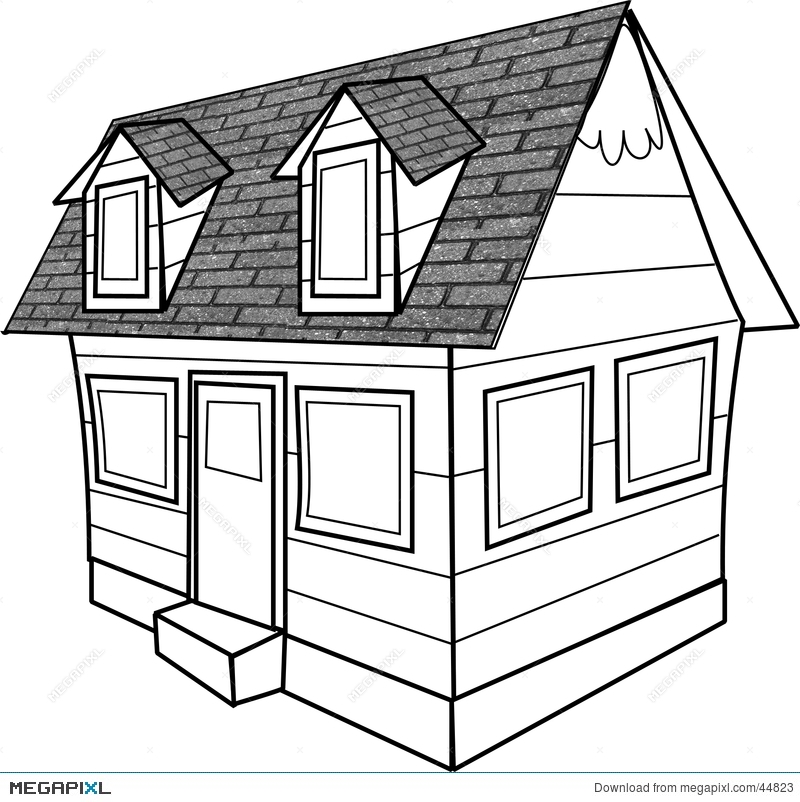 800x802 Line Drawing Of A Cottage Illustration