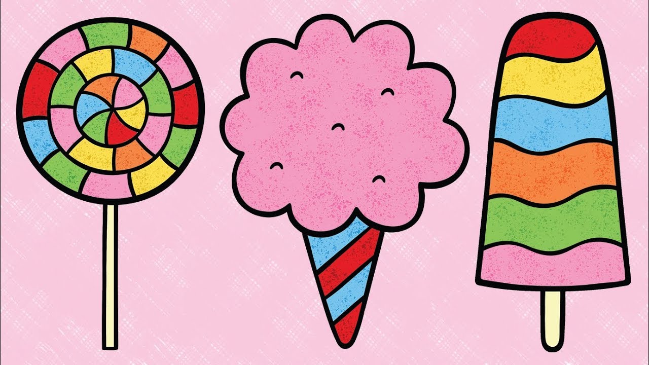 1280x720 Lollipop, Cotton Candy, Ice Pop Drawing