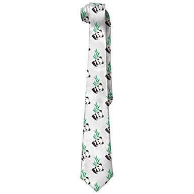 385x385 men's cotton tie panda bamboo drawing print cotton necktie gifts