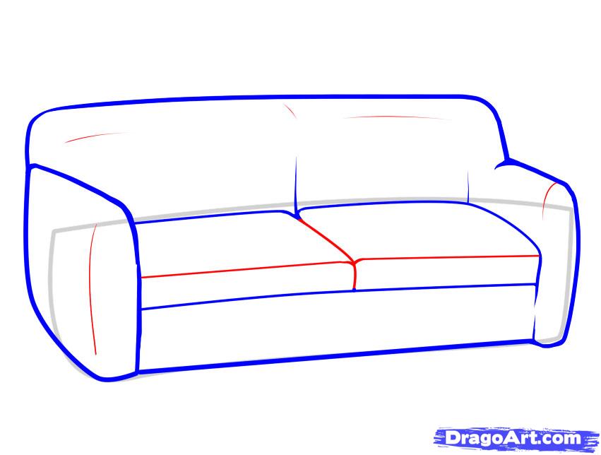 851x644 How To Draw Furniture, Step